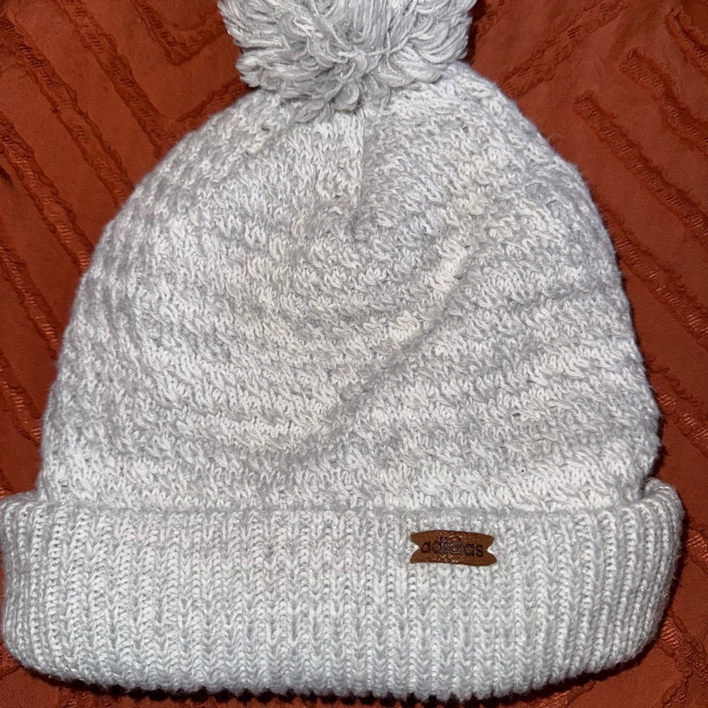 Adidas Gray Knit Pom-Pom Beanie